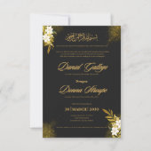 Islamic Elegant Black & Gold Wedding Invitation | (正面)