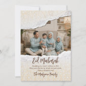 Islamic Geometric Torn Paper & Photo Eid Mubarak シーズンカード (正面)