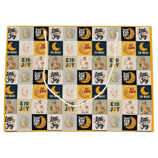 Islamic Gift Bags | Eid Vibes & Muslim Kids Gift  ラージペーパーバッグ (正面)