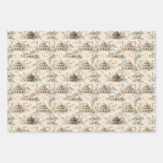 Islamic Gift Wrap Set 3 Elegant Eid Ramadan Hajj ラッピングペーパーシート