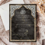 Islamic Gold & Black Arch Ornate Arabesque Wedding 招待状<br><div class="desc">Elegant Islamic Gold and Black Marble Arch Ornate Arabesque Wedding Invitation</div>