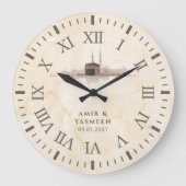 Islamic Kaaba Decor | Muslim Wedding Gift ラージ壁時計 (正面)