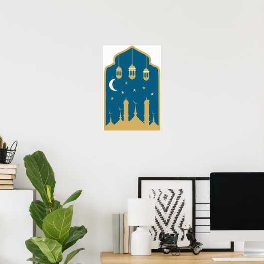 Islamic Nightscape Wall Art ポスター (ホームオフィス)