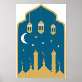 Islamic Nightscape Wall Art ポスター