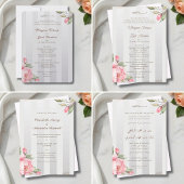 Islamic Nikah Blush Peony Grey Stripe Monogram 招待状