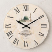 Islamic Nikah Gift | Masjid An-Nabawi Names & Date ラージ壁時計