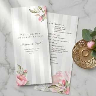 Islamic Nikah Program | Grey Stripe Peony Floral プログラム