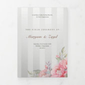 Islamic Nikah Wedding | Blush Peony Grey Stripe 三つ折りプログラム (カバー)