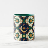 Islamic Ramadan Crescent Moon Geometric Seamless  ツートーンマグカップ (中央)