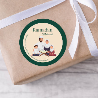 Islamic Ramadan Greeting Sticker – Family Theme ラウンドシール
