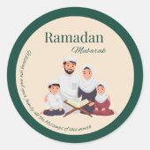 Islamic Ramadan Greeting Sticker – Family Theme ラウンドシール (正面)