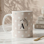 Islamic Wedding Initial Beige Polka Dot Nikah コーヒーマグカップ