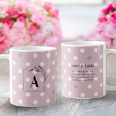 Islamic Wedding Initial Blush Pink Polka Dot Nikah コーヒーマグカップ