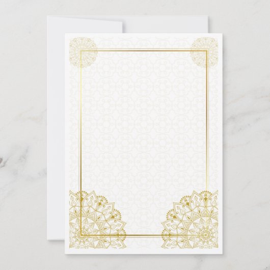 Islamic Wedding Invitation Gold Bismillah Arabic  招待状 (裏面)