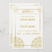 Islamic Wedding Invitation Gold Bismillah Arabic  招待状 (正面/裏面)