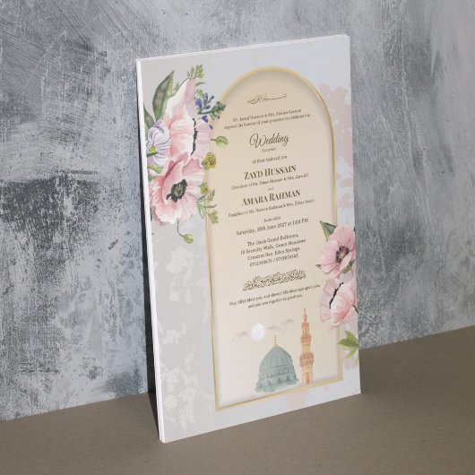 Islamic Wedding Invitation Pink Acrylic Invitation アクリル招待状