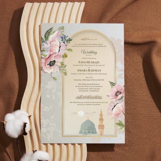 Islamic Wedding Invitation Pink Acrylic Invitation アクリル招待状