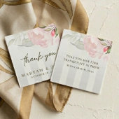 Islamic Wedding | Peony & Soft Grey Stripes フェイバータグ