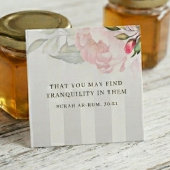 Islamic Wedding | Peony & Soft Grey Stripes フェイバータグ