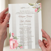 Islamic Wedding – Pink Peony & Sage Green Striped アクリル招待状