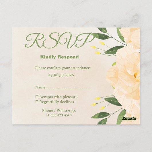 Islamic Wedding RSVP Card | Matching Nikah Invitat ポストカード (裏面)