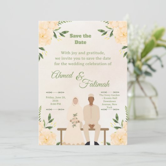 Islamic Wedding Save the Date | Modern Desing (スタンド正面)