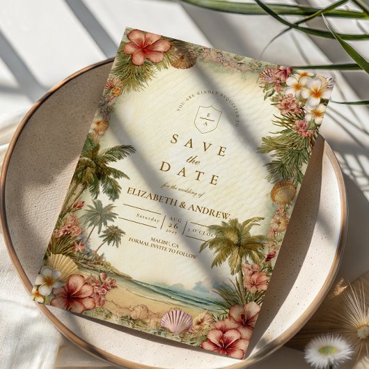 Island Botanical Floral Wedding セーブザデート