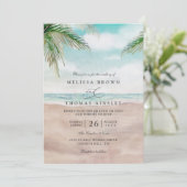 Island Breeze Painted Beach QR Code Wedding 招待状 (スタンド正面)