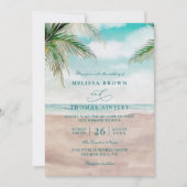 Island Breeze Sandy Beach Elegant QR Code Wedding  招待状 (正面)