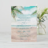 Island Breeze Sandy Beach Elegant QR Code Wedding  招待状 (スタンド正面)