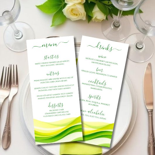 Island Citrus Green and Yellow Dinner and Bar Menu メニュー