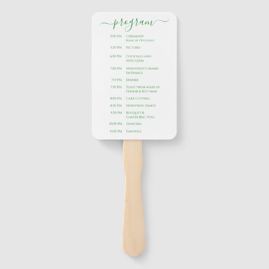 Island Citrus Green and Yellow Wedding Program ハンドファン (裏面)