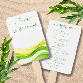 Island Citrus Green and Yellow Wedding Program ハンドファン
