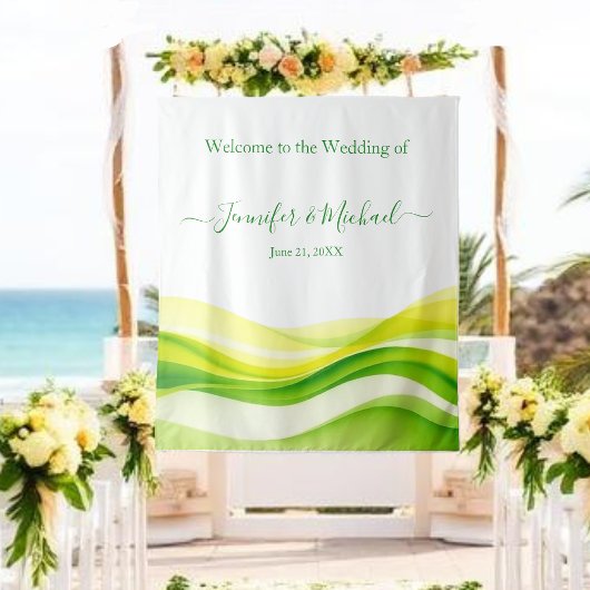 Island Citrus Green and Yellow Wedding Sign タペストリー