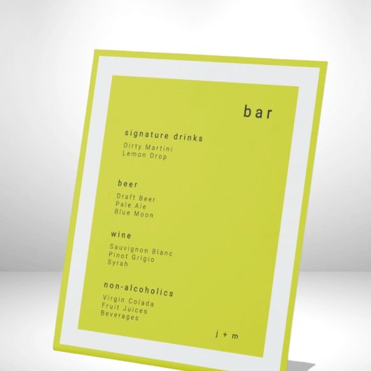 Island Citrus minimalist wedding Bar Pedestal Sign 台座サイン