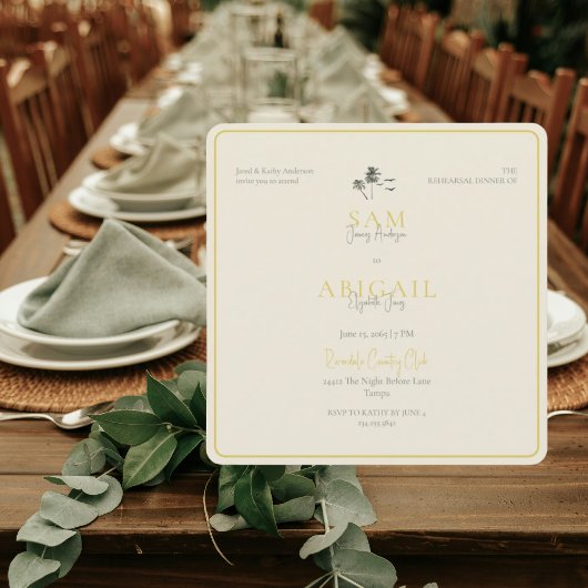 Island Citrus Rehearsal Dinner Square 招待状