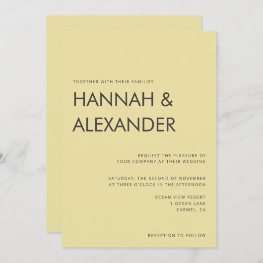 Island Citrus Yellow Wedding Invitation 招待状 (正面/裏面)