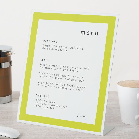 Island Citrus yellow wedding menu Pedestal Sign 台座サイン