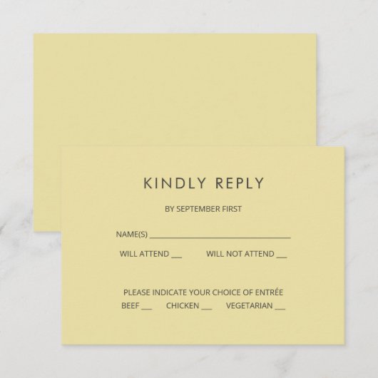 Island Citrus Yellow Wedding RSVP Card 招待状 (正面/裏面)