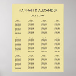 Island Citrus Yellow Wedding Seating Chart ポスター