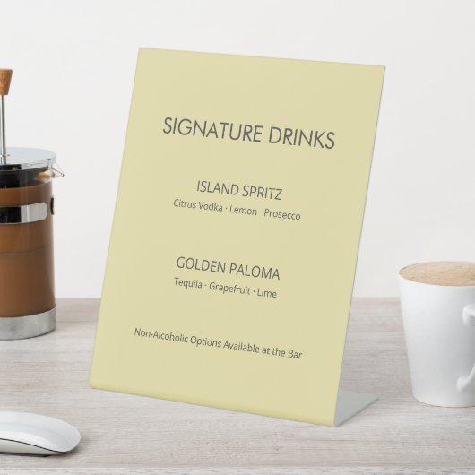 Island Citrus Yellow Wedding Signature Drinks Sign 台座サイン (インサイチュ)