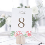 Island Hibiscus Table Number Card テーブルナンバー<br><div class="desc">Island chic table number cards in shades of vibrant coral,  soft green and taupe feature your table number with a bottom border of tropical hibiscus flowers. Design repeats on reverse side. Coordinates with our Island Hibiscus wedding invitation suite for beachside affairs or destination weddings.</div>