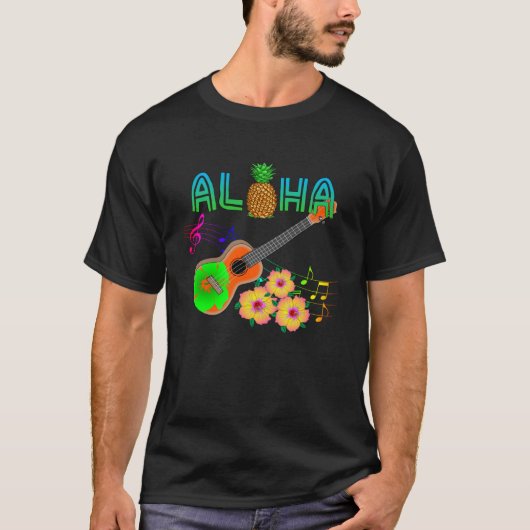 Island Music Ukulele Hawaii Aloha Tシャツ (正面)