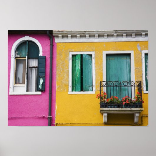 Island of Burano, Burano, Italy. Colorful 5 ポスター (正面)