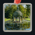 Island of Love in the Chateau de Chantilly メタルオーナメント<br><div class="desc">The Island of Love (Ile d'Amour) in the English Garden of the Domaine de Chantilly with reflection in a pond - France</div>