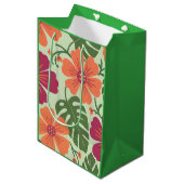 Island Radiance: Bold Tropical Hibiscus & Monstera ミディアムペーパーバッグ (正面アングル)