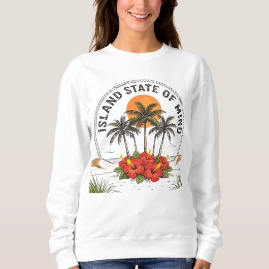 Island State of Mind Vintage Tropical Hibiscus スウェットシャツ (正面)