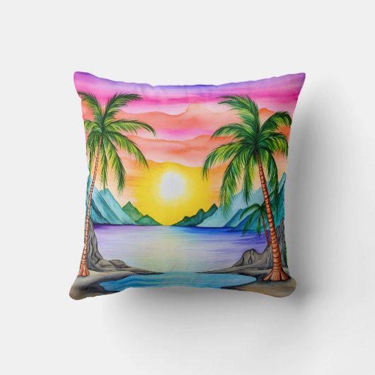 Island Tropical Beach Sunset クッション (裏面)