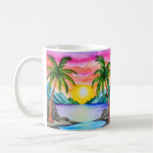 Island Tropical Beach Sunset コーヒーマグカップ (左)