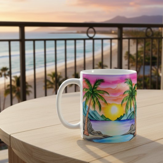 Island Tropical Beach Sunset コーヒーマグカップ